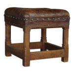 Petit tabouret en cuir par gordon russell pour russell & sons. annes 1920