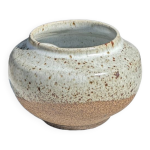 Petit vase blanc boule col resserré en céramique mouchetée glacée Petit vase blanc boule col resserré en céramique mouchetée glacée