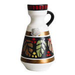 Petit vase vintage en cramique colore, design floral et graphique