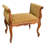 Petite banquette à accotoirs en acajou blond, style louis xv 1920 Petite banquette à accotoirs en acajou blond, style louis xv 1920