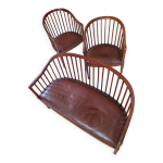 Petite banquette et ses fauteuils art - déco en hêtre, années 1930 Petite banquette et ses fauteuils art - déco en hêtre, années 1930