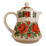 Petite cafetire ou theire vintage motif fleurs oranges