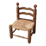 Petite chaise charles dudouyt bois et paillage