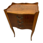 Petite commode vintage en bois massif 3 tiroirs style louis xv