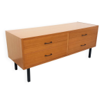 Petite enfilade vintage style moderniste en teck et m�tal des ann�es 60