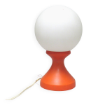 Petite lampe boule sur pied tulipe orange ann�es 70