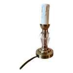 Petite lampe de chevet années 40 - pied en verre taillé et laiton Petite lampe de chevet années 40 - pied en verre taillé et laiton