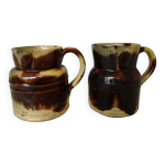 Petite paire de pichets anciens en c�ramique fran�aise de dieulefit