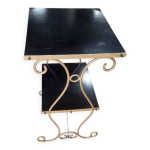 Petite sellette a 2 niveaux en metal et bois 1960