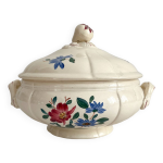 Petite soupire en faence ivoire fleurs digoin sarreguemines vintage