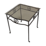 Petite table d'appoint en fer forgé et verre fumé Petite table d'appoint en fer forgé et verre fumé