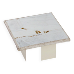 Petite table basse en marbre blanc par paul kingma, 1980s Petite table basse en marbre blanc par paul kingma, 1980s