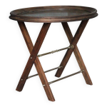 Petite table basse pliante avec plateau bois et laiton napol�on iii style