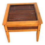 Petite table de salon, table basse bois bambou et verre, table indonésienne Petite table de salon, table basse bois bambou et verre, table indonésienne
