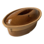Petite terrine en terre cuite beige & marron