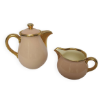 Petite thire et son pot  lait rose et or de la manufacture allemande villeroy et boch mettlach. c