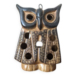 Photophore hibou cramique artisanale chouette bougeoir brutaliste