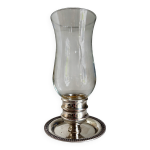 Photophore en verre et mtal argent