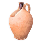 Pichet ancien en terre cuite  glaure partielle poterie rustique xixe
