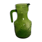 Pichet carafe  orangeade d'italie en verre vert