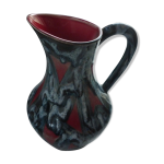 Pichet cramique vintage fond rouge coulures bleu - gris