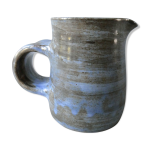 Pichet en gr�s �maill� bleu sign� atelier pal�gre ann�es 70