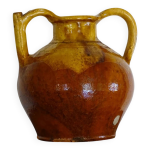 Pichet ou orjol ancien en faence franaise  glaure jaune