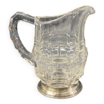 Pichet pot � lait en verre sur monture en argent massif minerve 1er titre