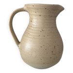Pichet en poterie d'atelier grs tourn  la main avec glaure mouchete (vers les annes 1970 1