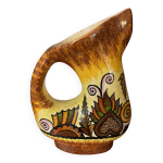 Pichet quimper fouillen faience annees 50 / 60 forme oblique decor ajoncs