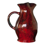Pichet en terre cuite verniss� rouge sang de boeuf et noir, vase terre cuite, pichet vintage, cuisin