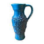 Pichet vase en cramique maille bleu