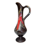 Pichet vase dcoratif vallauris 25 cm maillage fat lava rouge et brun
