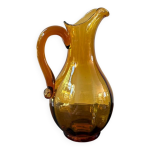 Pichet en verre souffle bouche orange vintage Pichet en verre souffle bouche orange vintage