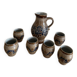 Pichet  vin et verres en grs de sel marzi & remy