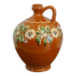 Pichet vintage en terre cuite � fleurs
