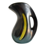 Pichet vintage vallauris en c�ramique noire et jaune ann�es 50 / 60
