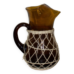 Pichet vintage en verre souffl ambr