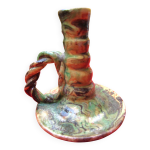 Pied de lampe, bougeoir en terre vernisse, poterie bernard cluny