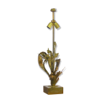 Pied de lampe en bronze dor aux feuillages 1970