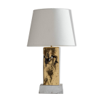 Pied de lampe brutaliste en bronze, david marshall, 1980