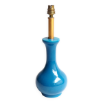 Pied de lampe en cramique bleue