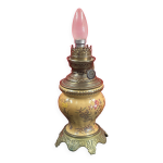 Pied de lampe en céramique et bronze à décor floral japonisant 24 cm Pied de lampe en céramique et bronze à décor floral japonisant 24 cm