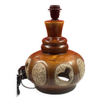 Pied de lampe en c�ramique marron, west germany 1960