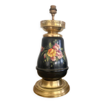Pied de lampe cramique xixe, cble tissu 2 m