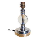 Pied de lampe chrome et cristal vers 1940
