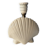 Pied de lampe coquillage vintage en cramique blanc crme style bo