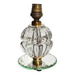 Pied de lampe en cristal pierre d'avesn, laiton et miroir