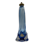 Pied de lampe en cristal du val saint - lambert bleu Pied de lampe en cristal du val saint - lambert bleu