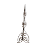 Pied de lampe en fer forgé vintage, lampadaire tripode volutes Pied de lampe en fer forgé vintage, lampadaire tripode volutes